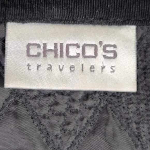 Chicos Travelers Vest Black Full Zip Women’s Size 3 XL Quilted Diamond - Picture 3 of 6
